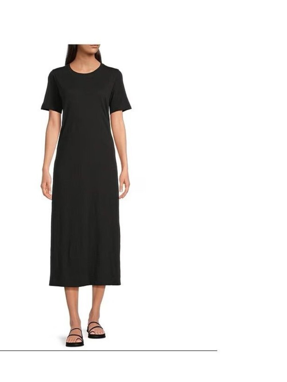 VTG 80s 90s CitiKnit Black Lightweight Maxi Shirt Dress Women Size Large